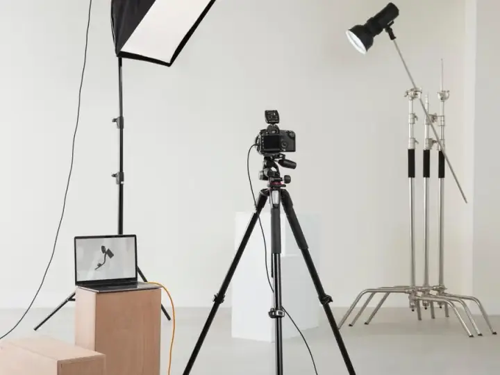 Professional photography equipment arrangement for studio management